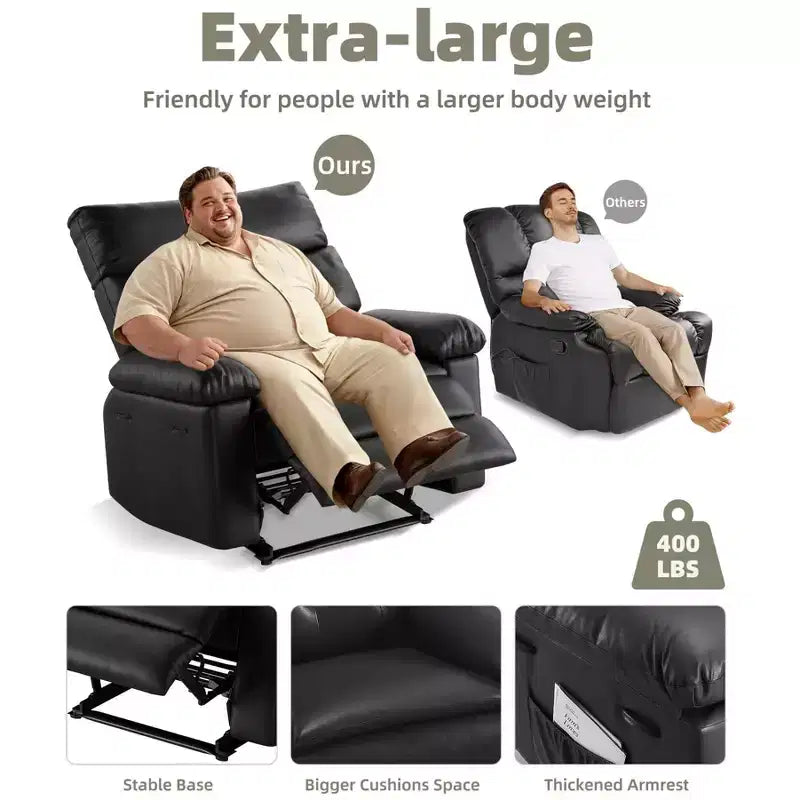 Fauteuil inclinable manuel extra large en cuir PU