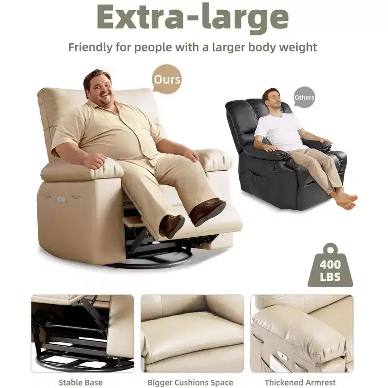Fauteuil inclinable manuel extra large en cuir PU