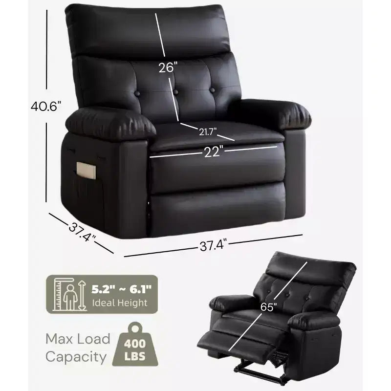Fauteuil inclinable manuel extra large en cuir PU