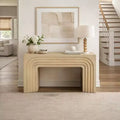 Royal Hampton Console Sofa Table 53 Inch Sculpted Arch Light Beige Mango Wood