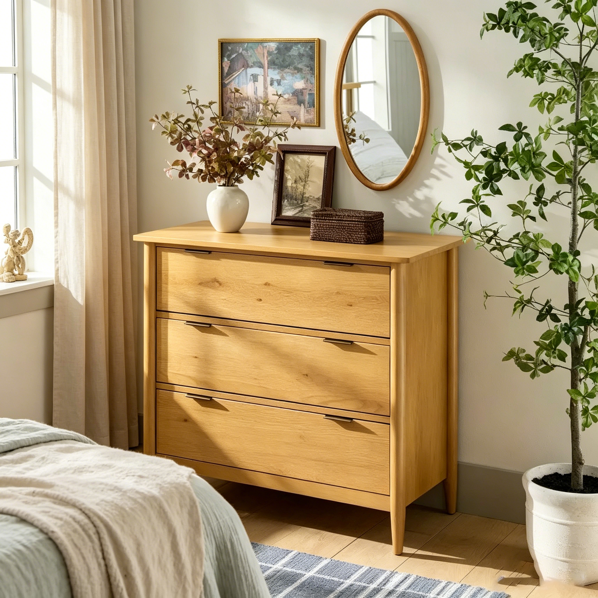 Coiffeuse moderne en bois à trois tiroirs