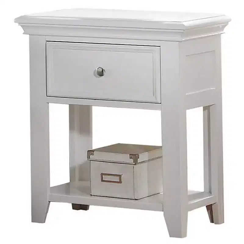 22" Lacey Nightstand White - Acme Furniture: Elegant Bedside Table with Storage No Assembly Required