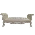 Acme Furniture 78.5" Dresden Ottoman and Bench Synthetic Leather and Bone White Finish: Upholstered Metal Legs No Assembly Required