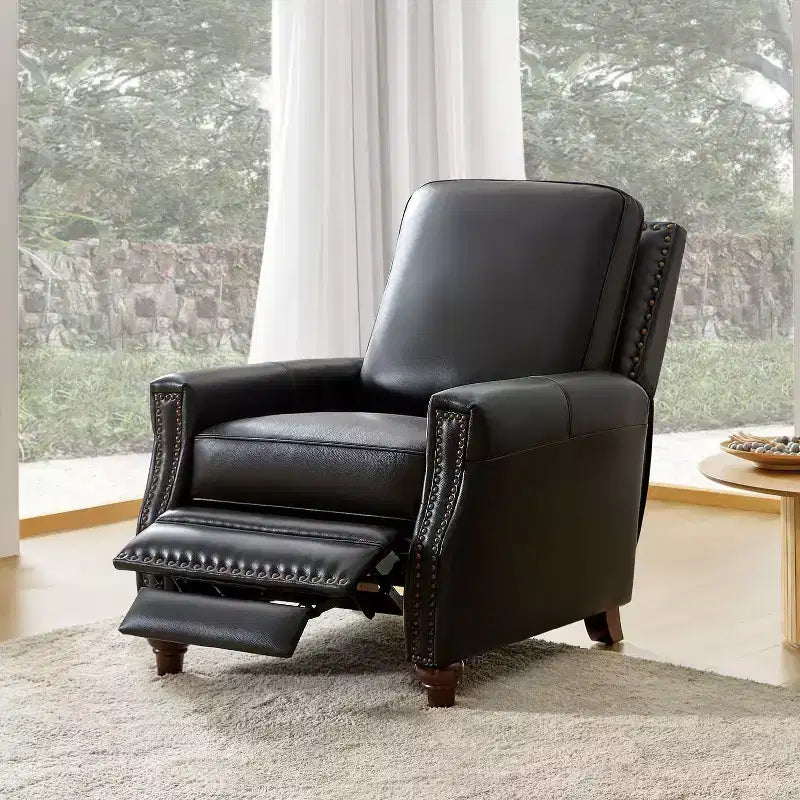 Fauteuil inclinable en cuir véritable de style transitionnel