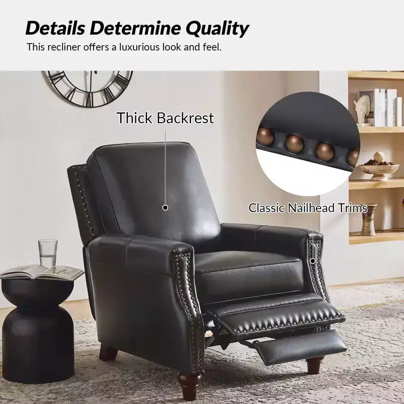 Fauteuil inclinable en cuir véritable de style transitionnel