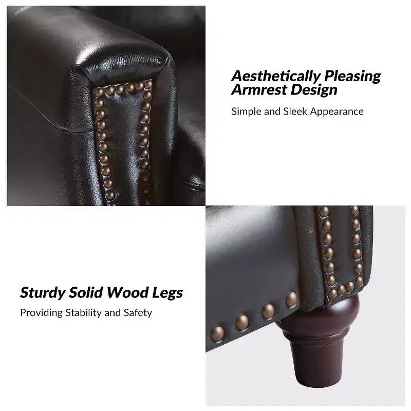 Fauteuil inclinable en cuir véritable de style transitionnel