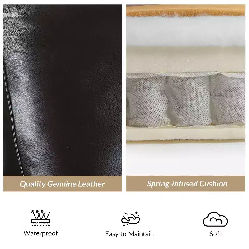 Fauteuil inclinable en cuir véritable de style transitionnel