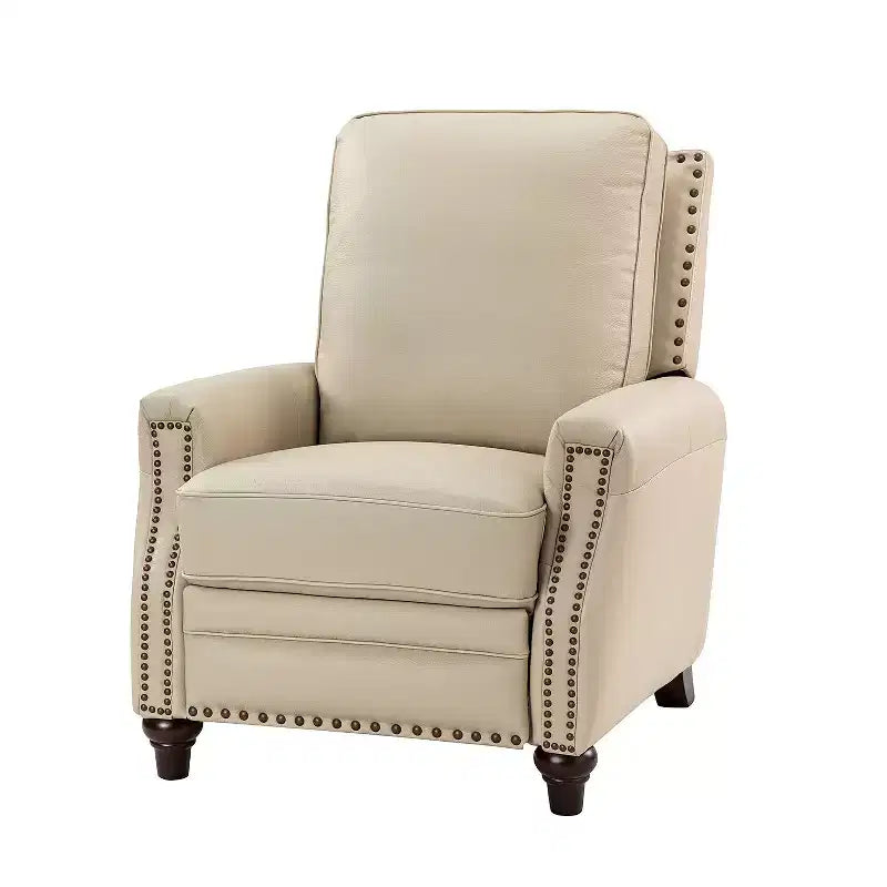 Fauteuil inclinable en cuir véritable de style transitionnel