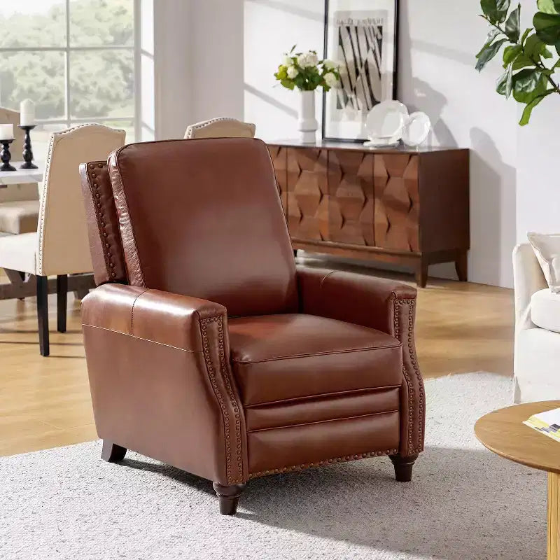 Fauteuil inclinable en cuir véritable de style transitionnel