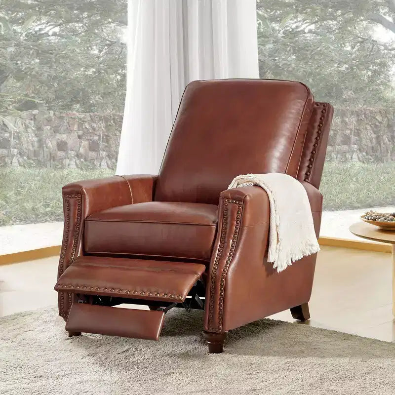 Fauteuil inclinable en cuir véritable de style transitionnel