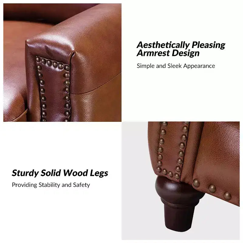 Fauteuil inclinable en cuir véritable de style transitionnel