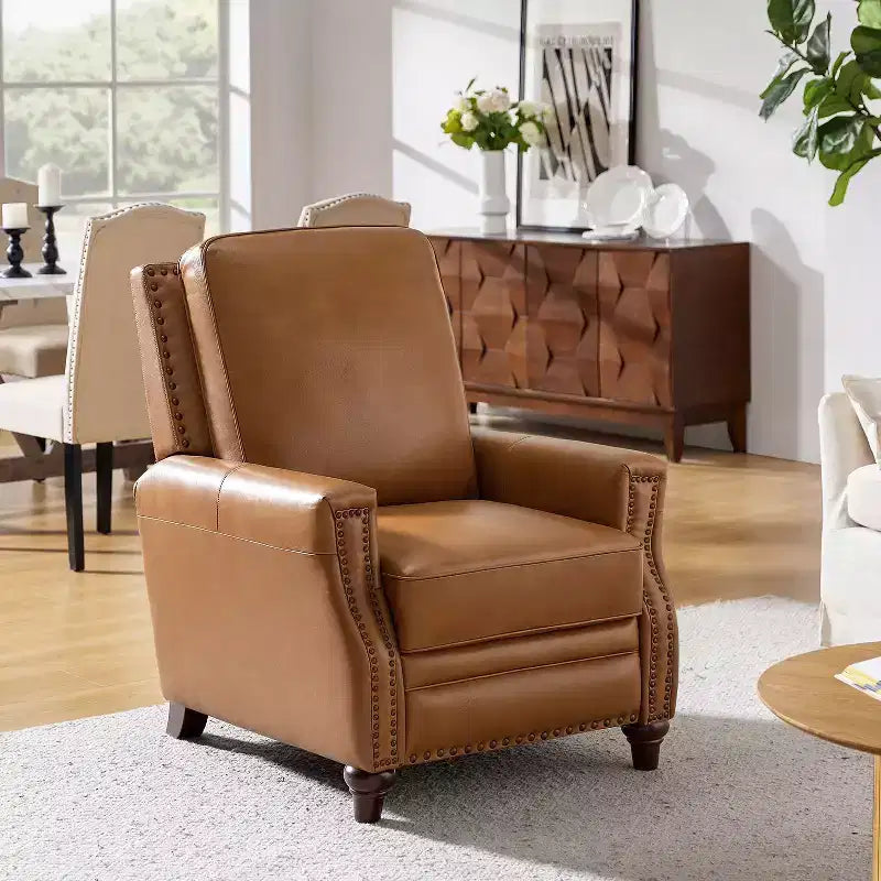 Fauteuil inclinable en cuir véritable de style transitionnel
