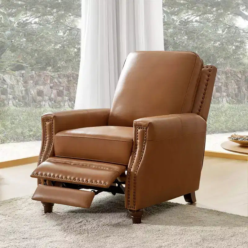 Fauteuil inclinable en cuir véritable de style transitionnel