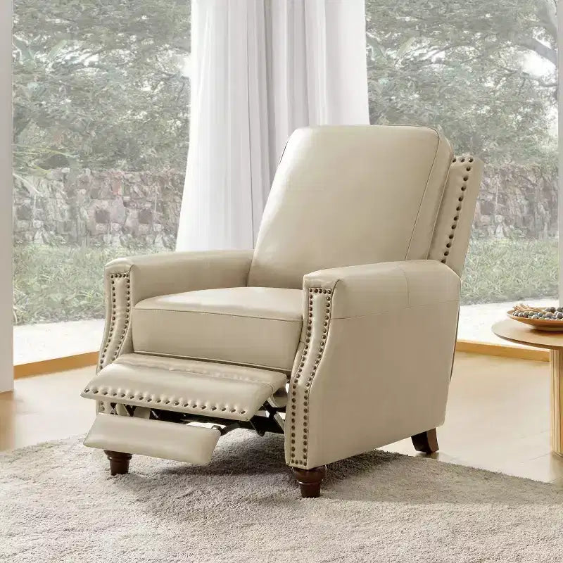 Fauteuil inclinable en cuir véritable de style transitionnel