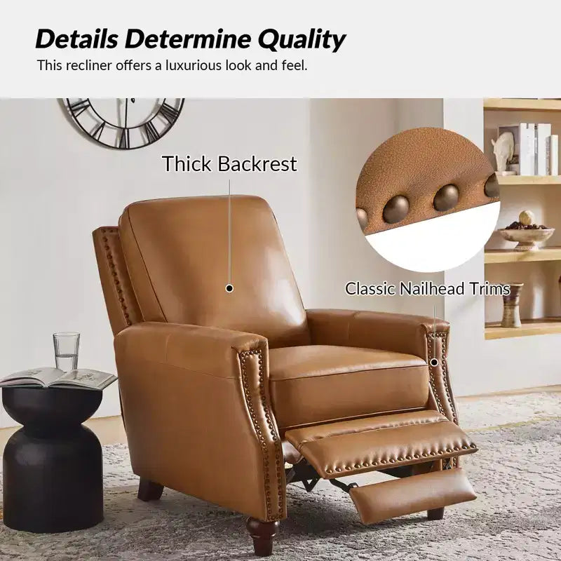 Fauteuil inclinable en cuir véritable de style transitionnel