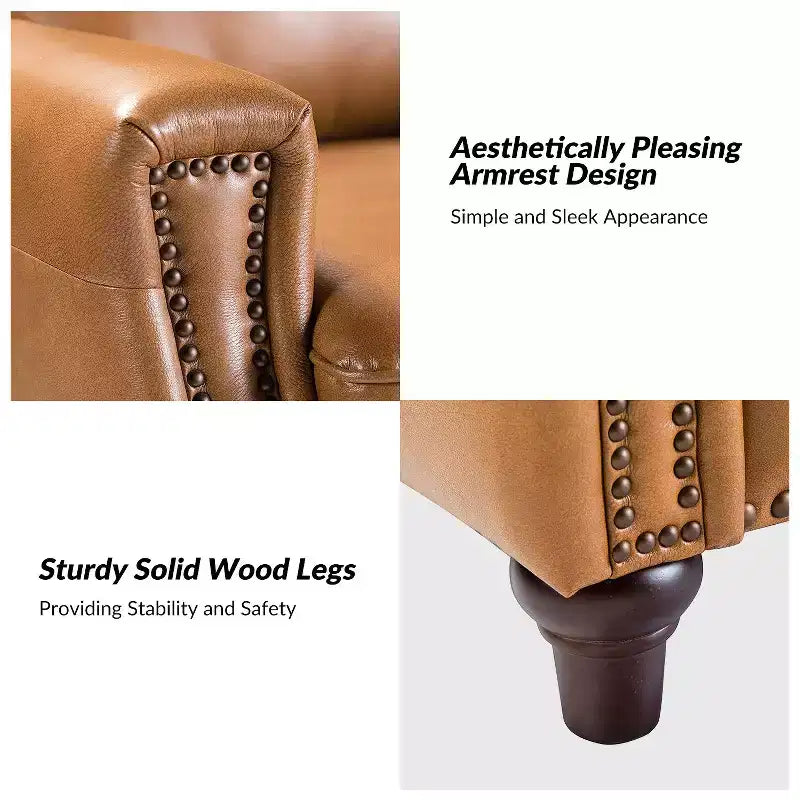 Fauteuil inclinable en cuir véritable de style transitionnel