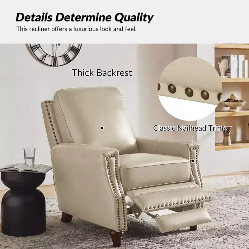 Fauteuil inclinable en cuir véritable de style transitionnel