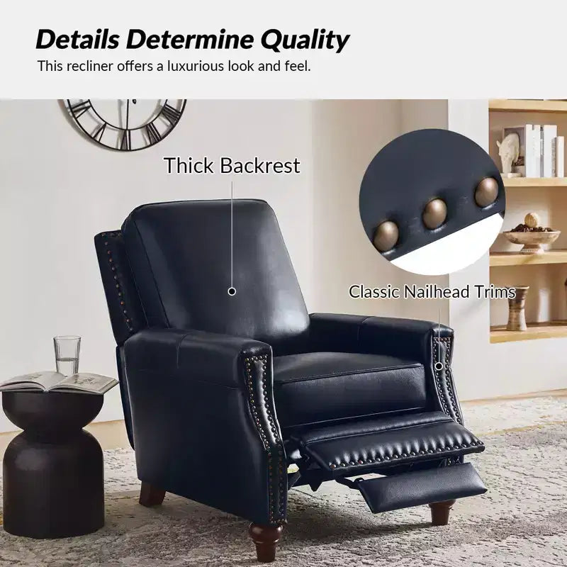 Fauteuil inclinable en cuir véritable de style transitionnel