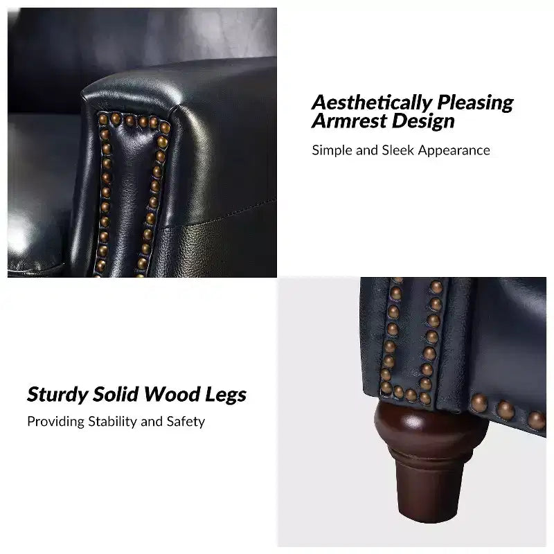 Fauteuil inclinable en cuir véritable de style transitionnel