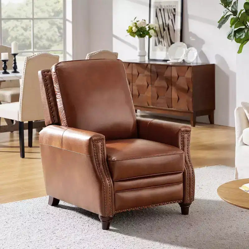 Fauteuil inclinable en cuir véritable de style transitionnel