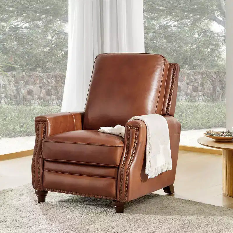 Fauteuil inclinable en cuir véritable de style transitionnel