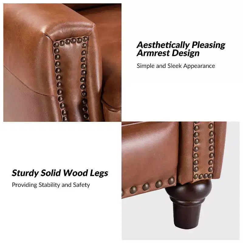 Fauteuil inclinable en cuir véritable de style transitionnel