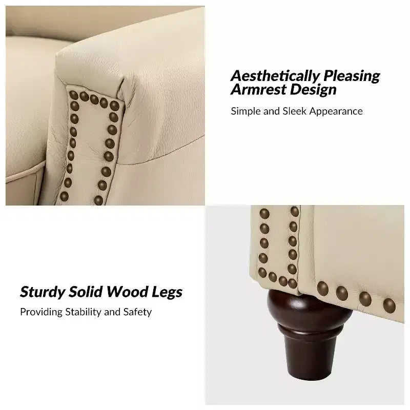 Fauteuil inclinable en cuir véritable de style transitionnel