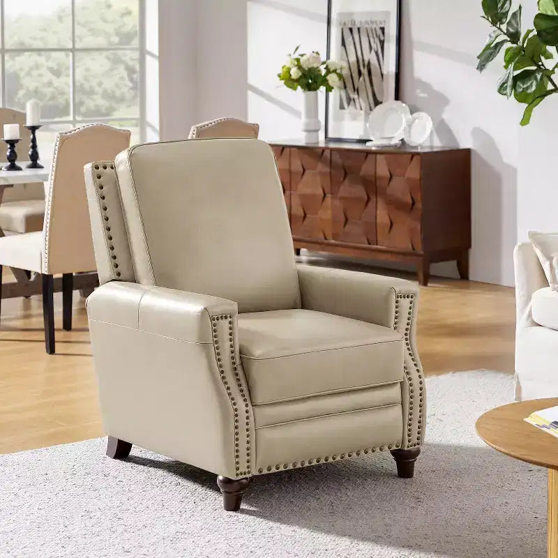 Fauteuil inclinable en cuir véritable de style transitionnel