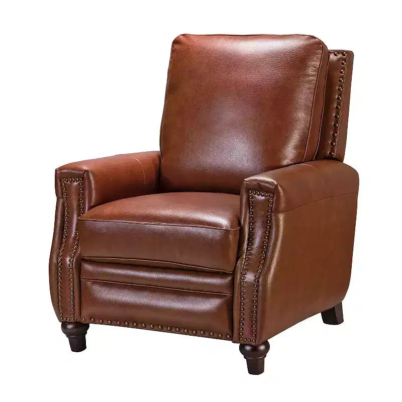 Fauteuil inclinable en cuir véritable de style transitionnel
