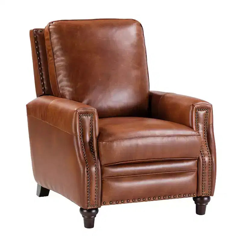 Fauteuil inclinable en cuir véritable de style transitionnel
