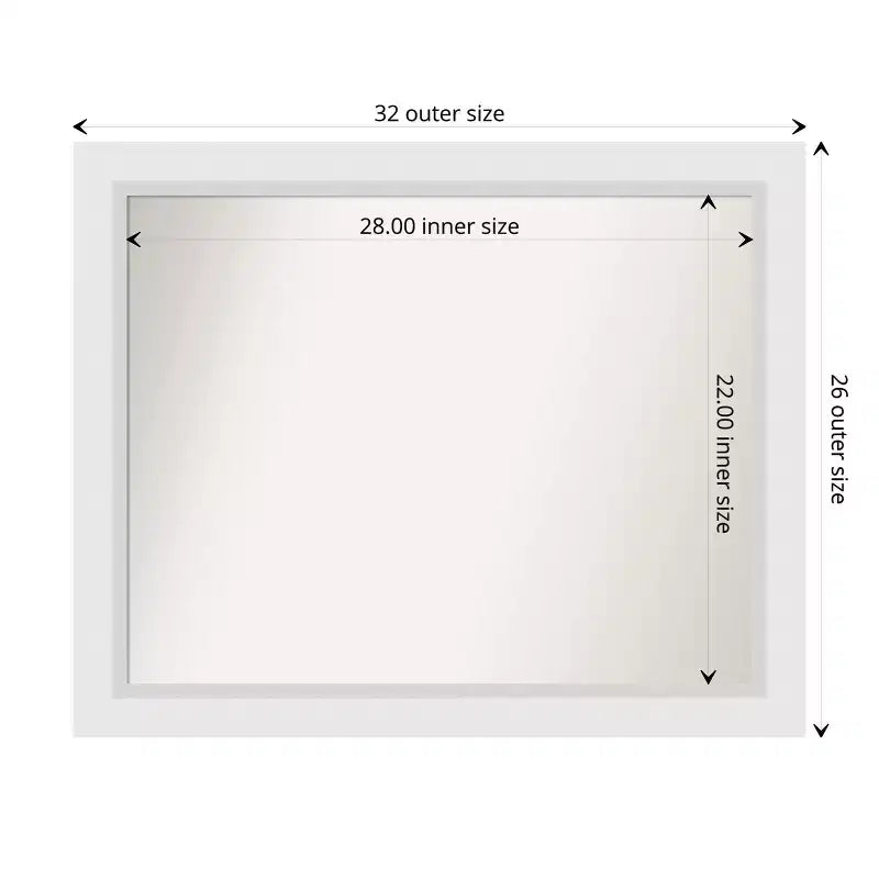 Miroir mural de salle de bain en bois blanc sans biseaux