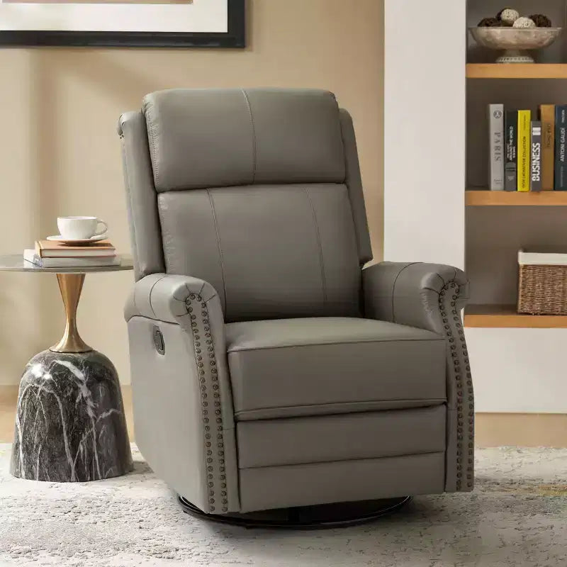 Fauteuil inclinable manuel en cuir véritable