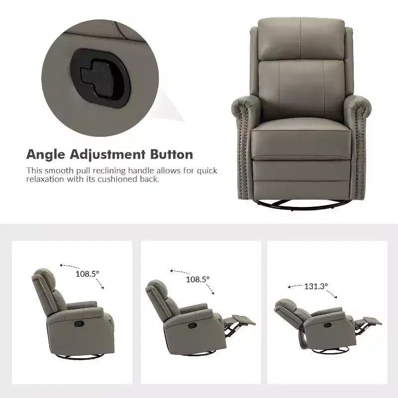 Fauteuil inclinable manuel en cuir véritable