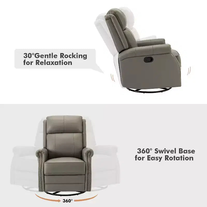 Fauteuil inclinable manuel en cuir véritable