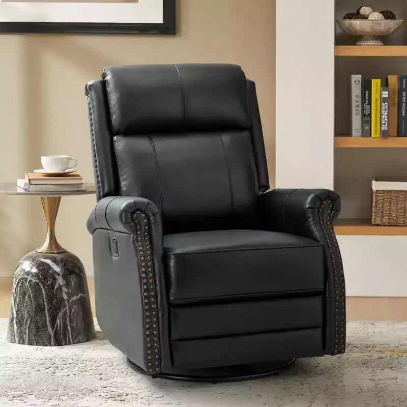 Fauteuil inclinable manuel en cuir véritable