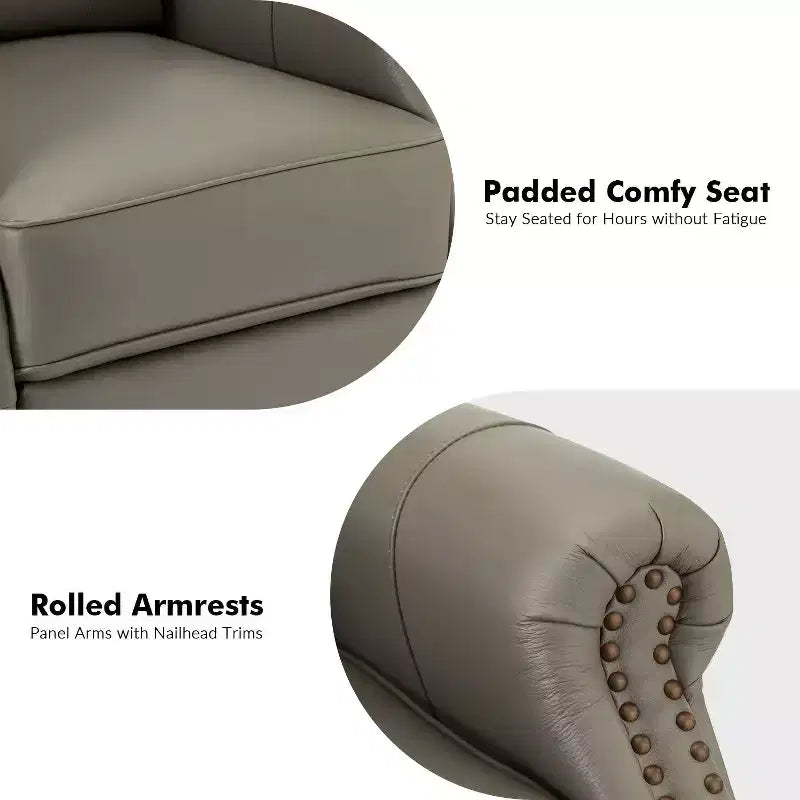 Fauteuil inclinable manuel en cuir véritable
