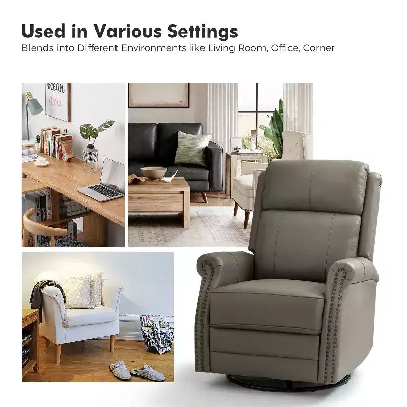 Fauteuil inclinable manuel en cuir véritable