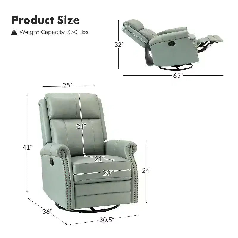 Fauteuil inclinable manuel en cuir véritable