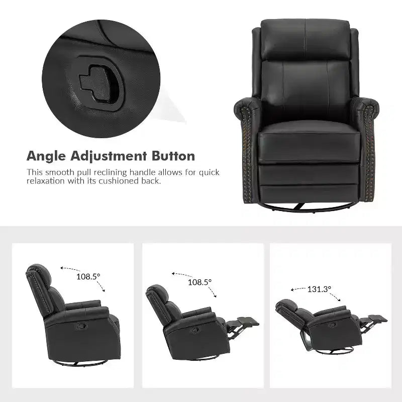 Fauteuil inclinable manuel en cuir véritable
