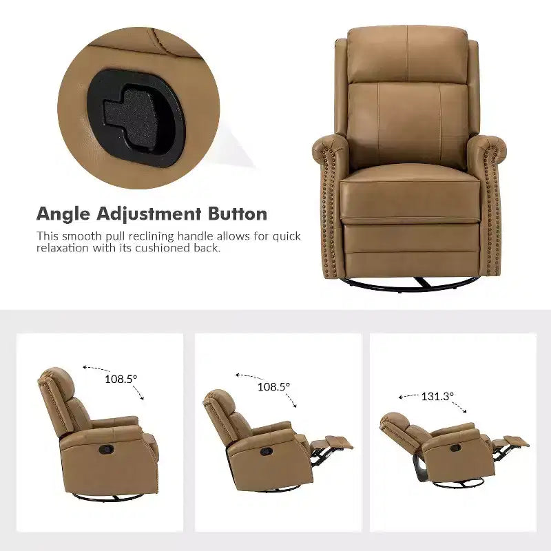 Fauteuil inclinable manuel en cuir véritable