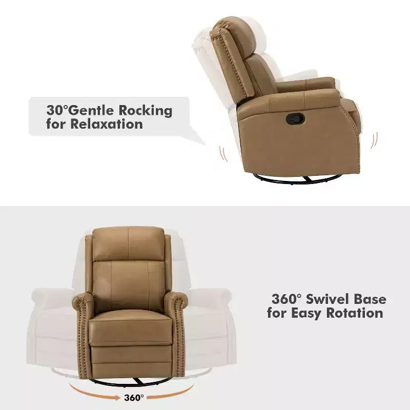 Fauteuil inclinable manuel en cuir véritable