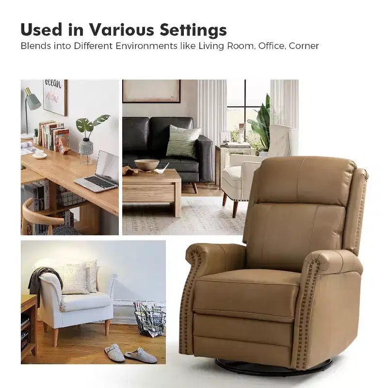 Fauteuil inclinable manuel en cuir véritable