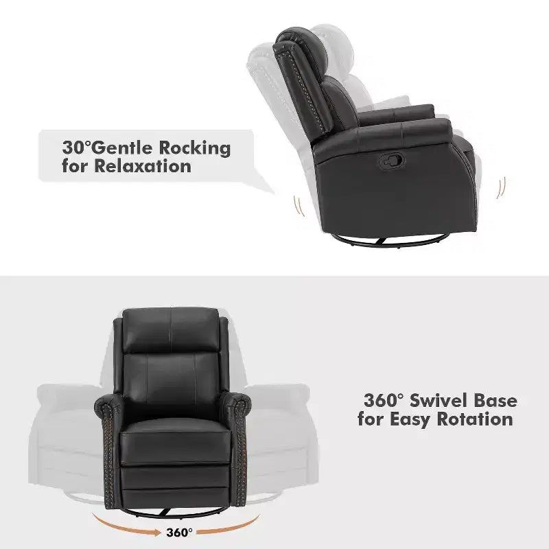 Fauteuil inclinable manuel en cuir véritable