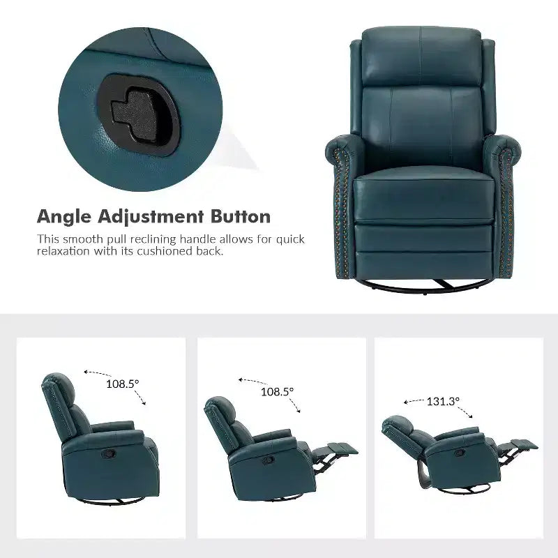 Fauteuil inclinable manuel en cuir véritable
