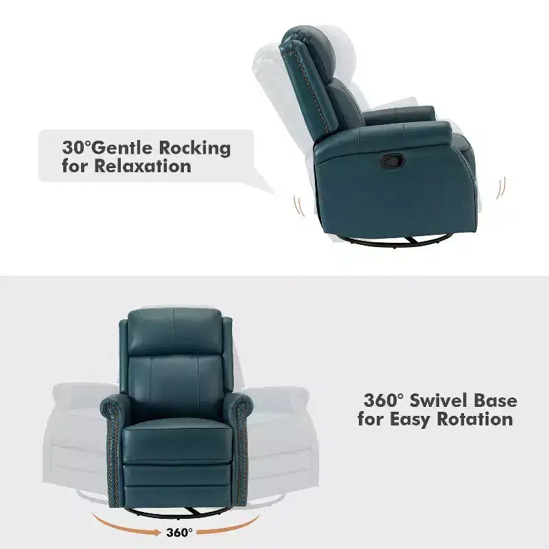 Fauteuil inclinable manuel en cuir véritable
