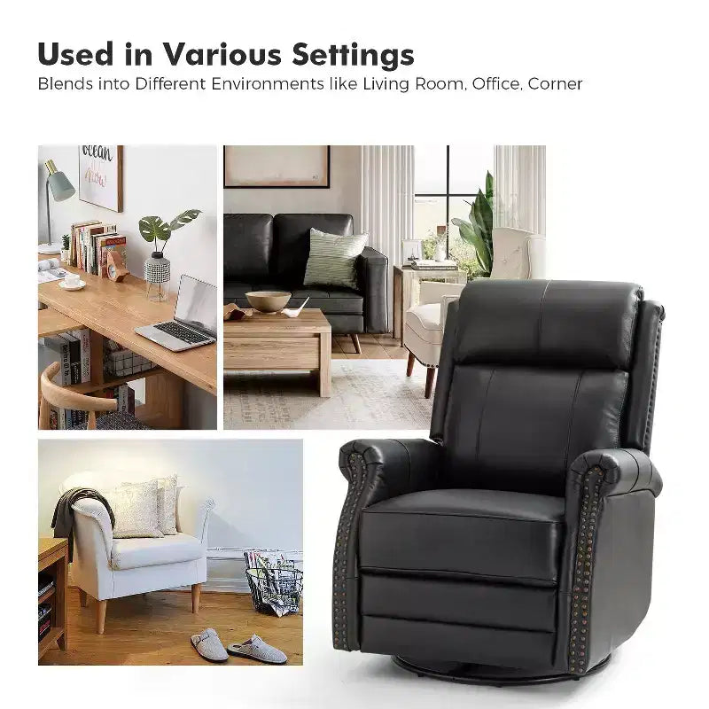 Fauteuil inclinable manuel en cuir véritable