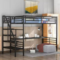 Metal Twin Size Loft Bed with Desk Black - ModernLuxe