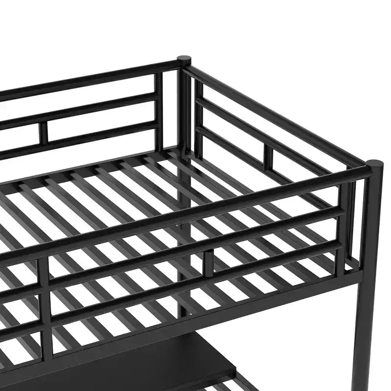 Lit mezzanine double en métal avec bureau Noir