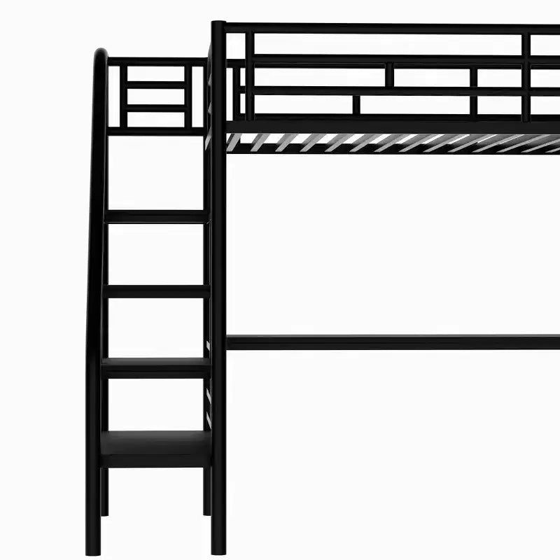 Lit mezzanine double en métal avec bureau Noir