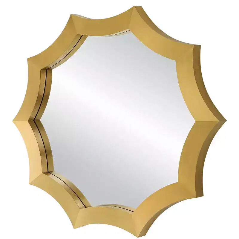Miroir mural en laiton brossé en forme d'éventail
